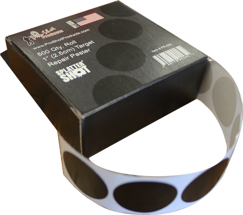 Pro-Shot PR500 SplatterShot Repair Pasters Black 1" Self-Adhesive 500 Per Roll