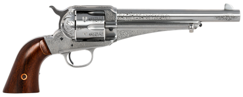 Taylors & Company 550389 1875 Army Outlaw 45 Colt (LC) Caliber with 7.50" Barrel, 6rd Capacity Cylinder, Overall White Engraved Finish Steel & Walnut Grip