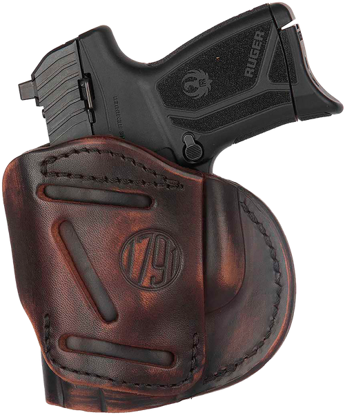 1791 Gunleather 4WH4VTGR 4-Way  IWB/OWB 04 Vintage Leather Belt Clip Compatible w/Springfield XDS/Springfield XD/Glock 26/S&W M&P Shield Plus