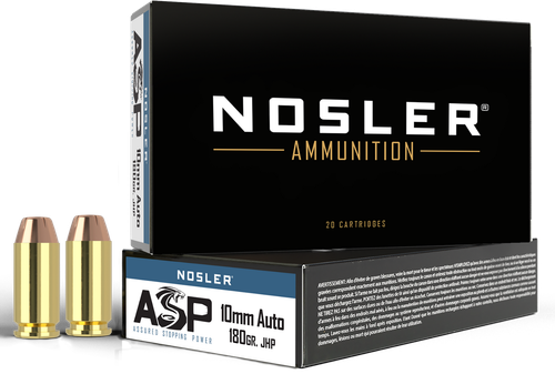 Nosler 51412 Assured Stopping Power Handgun 10mmAuto 180gr Jacketed Hollow Point 50 Per Box/10 Case