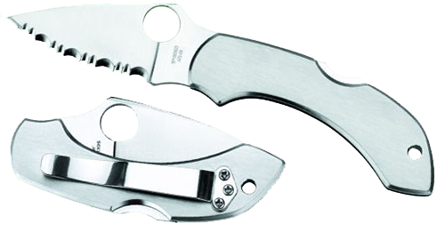 Spyderco C28P Dragonfly 2  2.31" Folding Clip Point Serrated VG-10 SS Blade Stainless Steel Handle Includes Pocket Clip