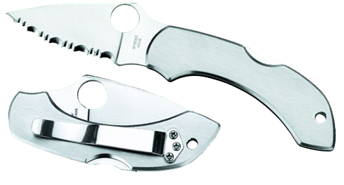 Spyderco C28P Dragonfly 2  2.31" Folding Clip Point Serrated VG-10 SS Blade Stainless Steel Handle Includes Pocket Clip