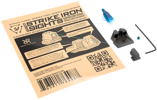 Strike Industries MP9SIGHTSSH Strike Iron Sights  Black/Blank Front Sight Black/Blank Rear Sight Smith & Wesson M&P/M&P M2.0 Suppressor Height
