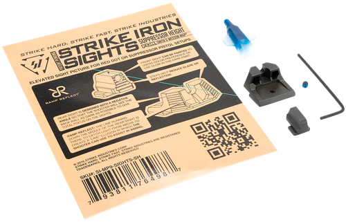 Strike Industries MP9SIGHTSSH Strike Iron Sights  Black/Blank Front Sight Black/Blank Rear Sight Smith & Wesson M&P/M&P M2.0 Suppressor Height