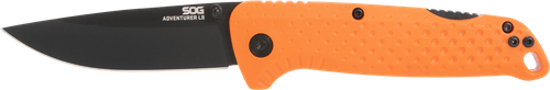 S.O.G SOG13110243 Adventure LB 3.50" Folding Plain Orange Black TiNi 5Cr15MoV Blade, Blaze Orange Textured GRN Handle