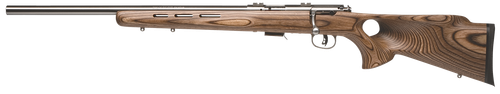 Savage Arms 96210 93R17 BTVLSS Full Size 17 HMR 5+1 21" Satin Heavy Button Rifled Barrel, Satin Drilled & Tapped Stainless Steel Receiver, Natural Brown Thumbhole Laminate Stock, Left Hand