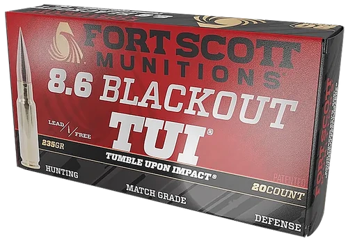 Fort Scott Munitions 86BLK235SCV1 Tumble Upon Impact (TUI)  8.6 Blackout 235 gr 20 Per Box/ 10 Cs