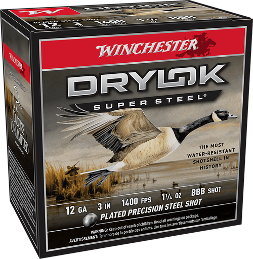 Winchester Ammo XSC123BBB Drylok Super Steel Magnum 12Gauge 3" 1 1/4oz BBBShot 25 Per Box/10 Case