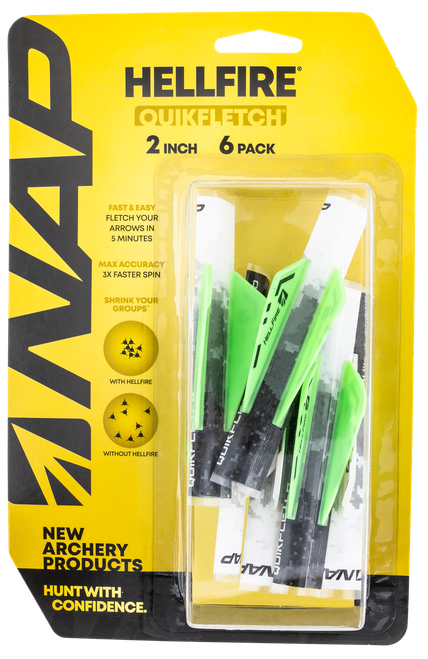 NAP NAP60035 Quickfletch Hellfire Fletching White Green/ 6 Pack