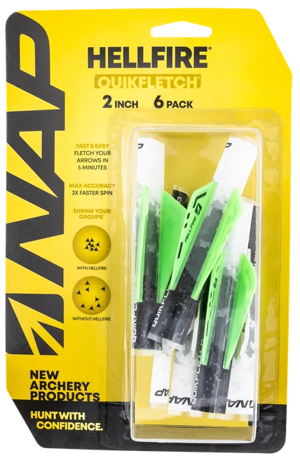 NAP NAP60035 Quickfletch Hellfire Fletching White Green/ 6 Pack