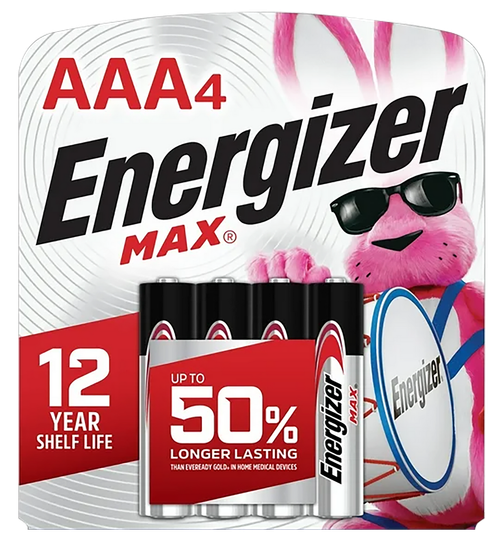 Energizer E92BP4 AAA Max Black/Silver 1.5V Alkaline Qty (4) Single Pack