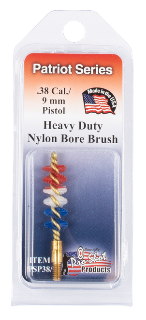 Pro-Shot PSP389 Patriot Series Bore Brush .38 Cal/ 9mm Pistol #8-32 Thread Nylon Bristles Brass Core