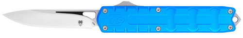 CobraTec Knives CTEBLUM390DNS Enforcer  3.25" OTF Drop Point Plain M390 Steel Blade/Blue Aluminum Handle