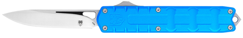 CobraTec Knives CTEBLUM390DNS Enforcer  3.25" OTF Drop Point Plain M390 Steel Blade/Blue Aluminum Handle