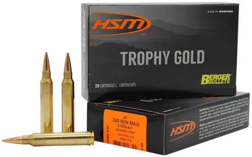 HSM 300WM210VLD Trophy Gold Extended Range 300 Win Mag 210 gr Berger Hunting VLD Match 20 Per Box/ 20 Case