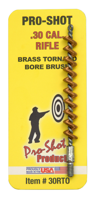 Pro-Shot 30RTO Tornado Bore Brush .30/ .300 Blackout/ .308/ .30-06/ 7.62mm/ Rifle #8-32 Thread Brass Spiral Wound Loop