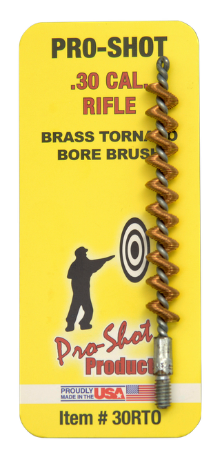 Pro-Shot 30RTO Tornado Bore Brush .30/ .300 Blackout/ .308/ .30-06/ 7.62mm/ Rifle #8-32 Thread Brass Spiral Wound Loop