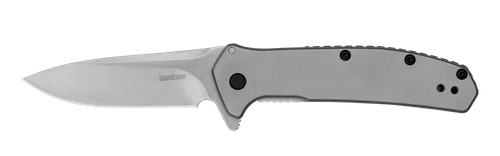 Kershaw  Outcome  2.80" Folding Clip Point Plain Stonewashed 8Cr13MoV SS Blade/Bead Blasted Stainless Steel Handle Includes Pocket Clip