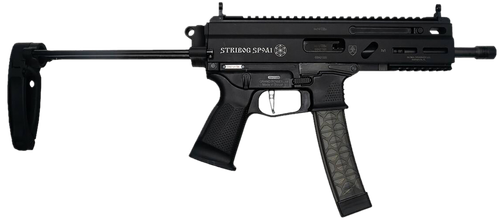 Grand Power 850003223131 SP9A1 Stribog 9mm Luger 30+1 8" Black Threaded Barrel, M-LOK Handguard, Black Aluminum Picatinny Rail Receiver, Black PDW Tailhook Brace, Black Polymer Grip, Thread Protector