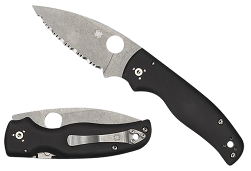 Spyderco C229GP Shaman  3.58" Folding Plain Stonewashed CPM S30V SS Blade/Black Textured G10 Handle Includes Pocket Clip