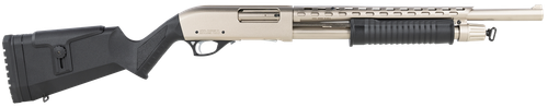 Rock Island AGM5 All Generations  12 Gauge Pump 3" 5+1 18.50" with Heat Shield, Nickel Barrel/Rec, Black Synthetic Furniture, Adj. Comb Stock