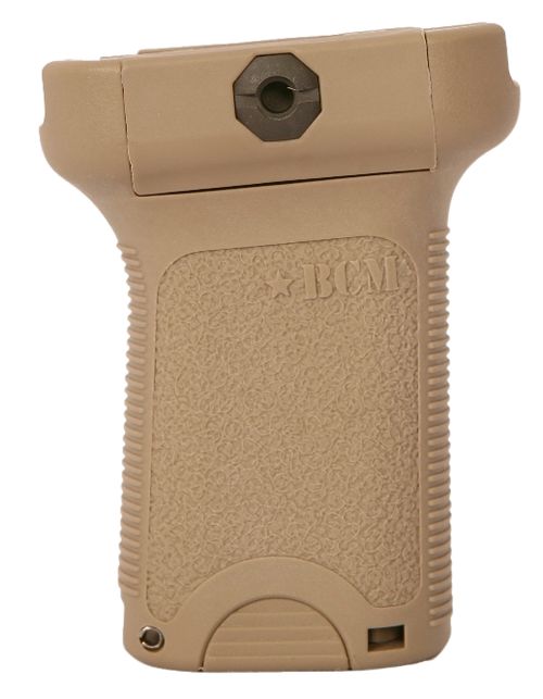BCM VGSFDE BCMGunfighter Short Vertical Grip Made of Polymer With Flat Dark Earth Aggressive Textured Finish with Storage Compartment for Picatinny Rail
