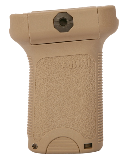 BCM VGSFDE BCMGunfighter Short Vertical Grip Made of Polymer With Flat Dark Earth Aggressive Textured Finish with Storage Compartment for Picatinny Rail