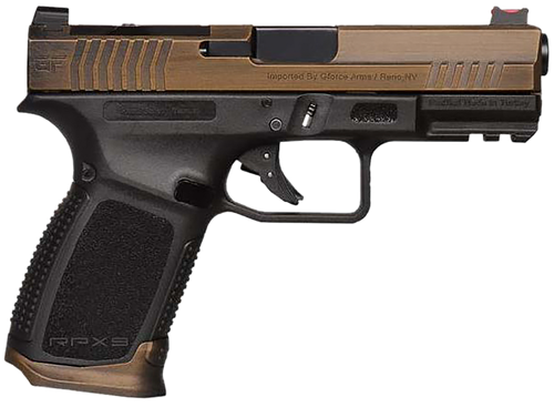 Gforce Arms GFRPX3C9BT Exodus  9mm Luger 15+1 4.02" Black Steel Barrel, Bronze Cerakote Serrated Steel Slide, Black Cerakote Polymer Frame w/Accessory Rail, Black Textured Grip
