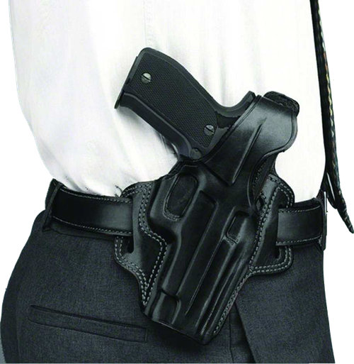 Galco FL104B Fletch  OWB Black Leather Belt Slide Fits Ruger GP100 Fits S&W L Frame Right Hand