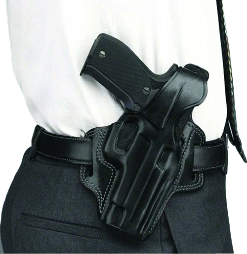 Galco FL104B Fletch  OWB Black Leather Belt Slide Fits Ruger GP100 Fits S&W L Frame Right Hand