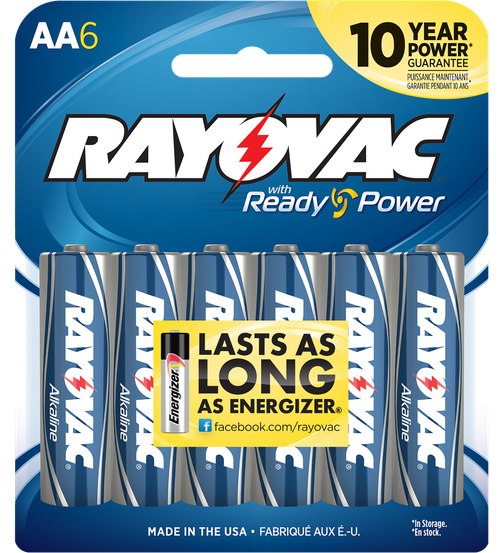 Rayovac 8156F AA HIGH ENERGY Alkaline Batteries  Silver/Blue 1.5 Volts 2,700 mAh (6) Single Pack