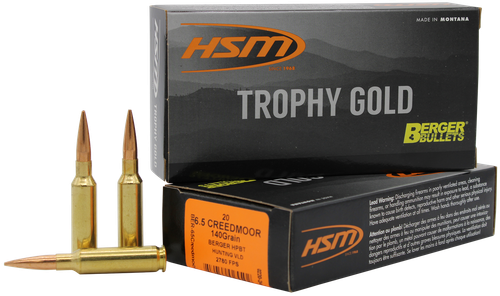 HSM 65CREEDMOOR140VLD Trophy Gold Extended Range 6.5 Creedmoor 140 gr Berger Hybrid Tactical Open Tip Match 20 Per Box/ 25 Case