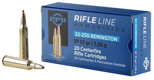 PPU PP22250 Standard Rifle  22-250Rem 55gr Soft Point 20 Per Box/10 Case