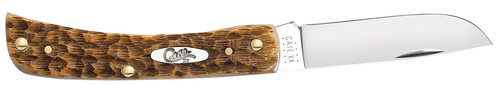 Case 00245 Sod Buster Jr. Plain Peach Seed Jigged Amber Bone Handle
