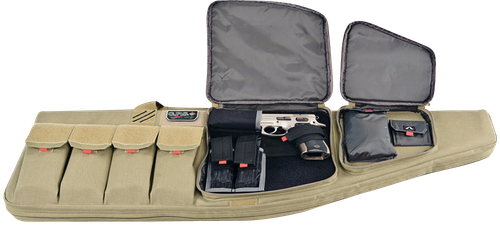 GPS Bags T42ART Tactical AR Case 42" Tan 1000D Nylon with Mag & Storage Pockets, Lockable Zippers, External Handgun Pocket & Visual ID Storage System