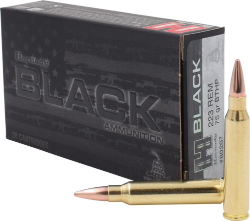 Hornady 80267 Black  223Rem 75gr Boat Tail Hollow Point 20 Per Box/10 Case