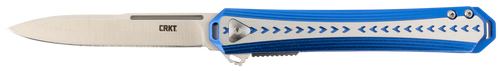 CRKT 6710 Stickler  3.38" Folding Plain Satin 12C27 Sandvik Blade/ Blue & Silver Aluminum Handle Includes Pocket Clip