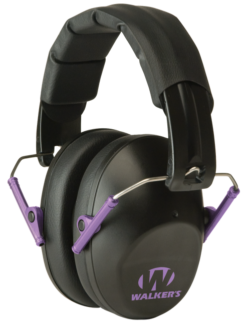 Walker's GWPFPM1BKPU Pro Low Profile Passive Muff 22 dB Over the Head Black/Purple Accent Polymer