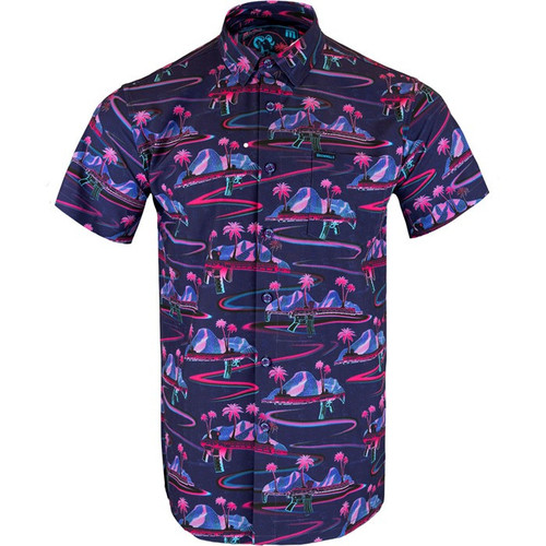 RETRO RIFLE SHORT SLEEVED BUTTON DOWN SHIRT LARGE