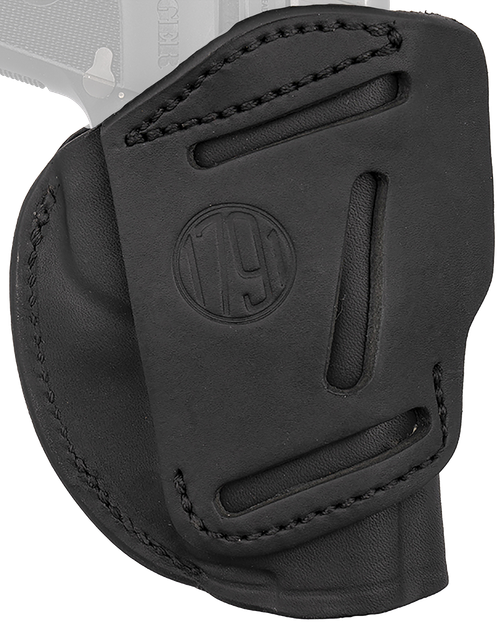 1791 Gunleather 4WH1SBLL 4-Way  IWB/OWB 01 Stealth Black Leather Belt Clip Fits 3-4" Barrel 1911 Left Hand