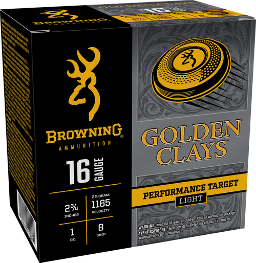 Browning Ammo BGC168 Golden Clays  16Gauge 2.75" 1oz 8Shot 25 Per Box/10 Case