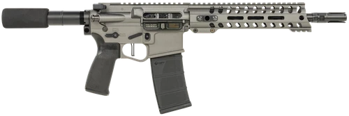 Patriot Ordnance Factory 01802 Minuteman Direct Impingement 5.56x45mm NATO Caliber with 10.50" Barrel, 30+1 Capacity, Tungsten Metal Finish, Buffer Tube Stock & Black MFT Grip Right Hand
