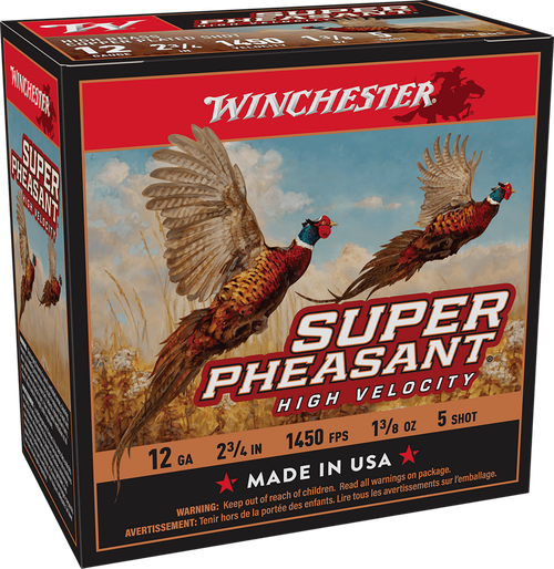 Winchester Ammo X12PHV5 Super Pheasant High Velocity High Brass 12Gauge 2.75" 1 3/8oz 5Shot 25 Per Box/10 Case