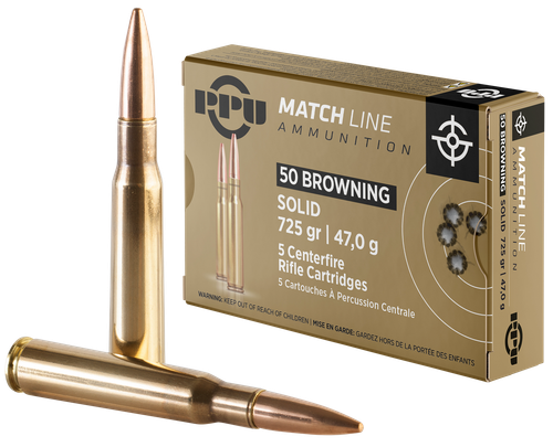 PPU PPM50 Match  50BMG 725gr Full Metal Jacket Solid 5 Per Box/20 Case