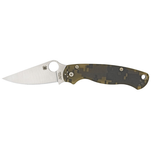 Spyderco C81GPCMO2 Para Military 2  3.45" Folding Drop Point Plain CPM S45VN SS Blade Camo G10 Handle Includes Pocket Clip