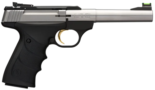 Browning 051442490 Buck Mark Camper *CA Compliant 22 LR 10+1 5.50" Taper Bull Barrel, Matte Stainless Serrated SS Slide & Aluminum Frame, Black Ultragrip RX Grips
