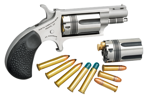 North American Arms 22MCTW Wasp Combo 22 LR/22 WMR 5 Shot 1.63" Stainless Steel Vent Rib Barrel, Stainless Steel Frame & Cylinder, Black Pebbled Rubber Grip, Exposed Hammer