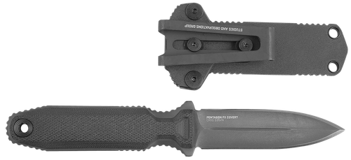 S.O.G SOG17610357 Pentagon FX Covert 3.41" Fixed Spear Point Plain Black Titanium Nitride Cryo CPM S35VN Blade/G10 Blackout Handle