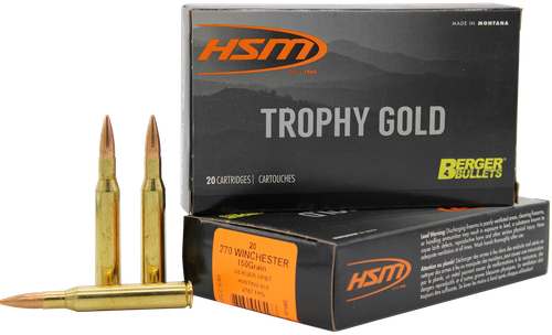 HSM 270150VLD Trophy Gold Extended Range 270 Win 150 gr Berger Hunting VLD Match 20 Per Box/ 20 Case
