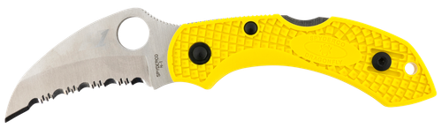 Spyderco C28SYL2HB Dragonfly 2 Salt 2.30" Folding Hawkbill Serrated H2 Steel Blade Yellow FRN Handle, Includes Pocket Clip